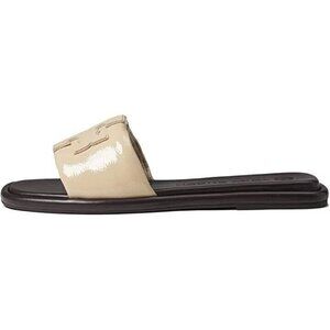 NIB Tory Burch T-Sport Double Slide Leather sandals Seaside beige